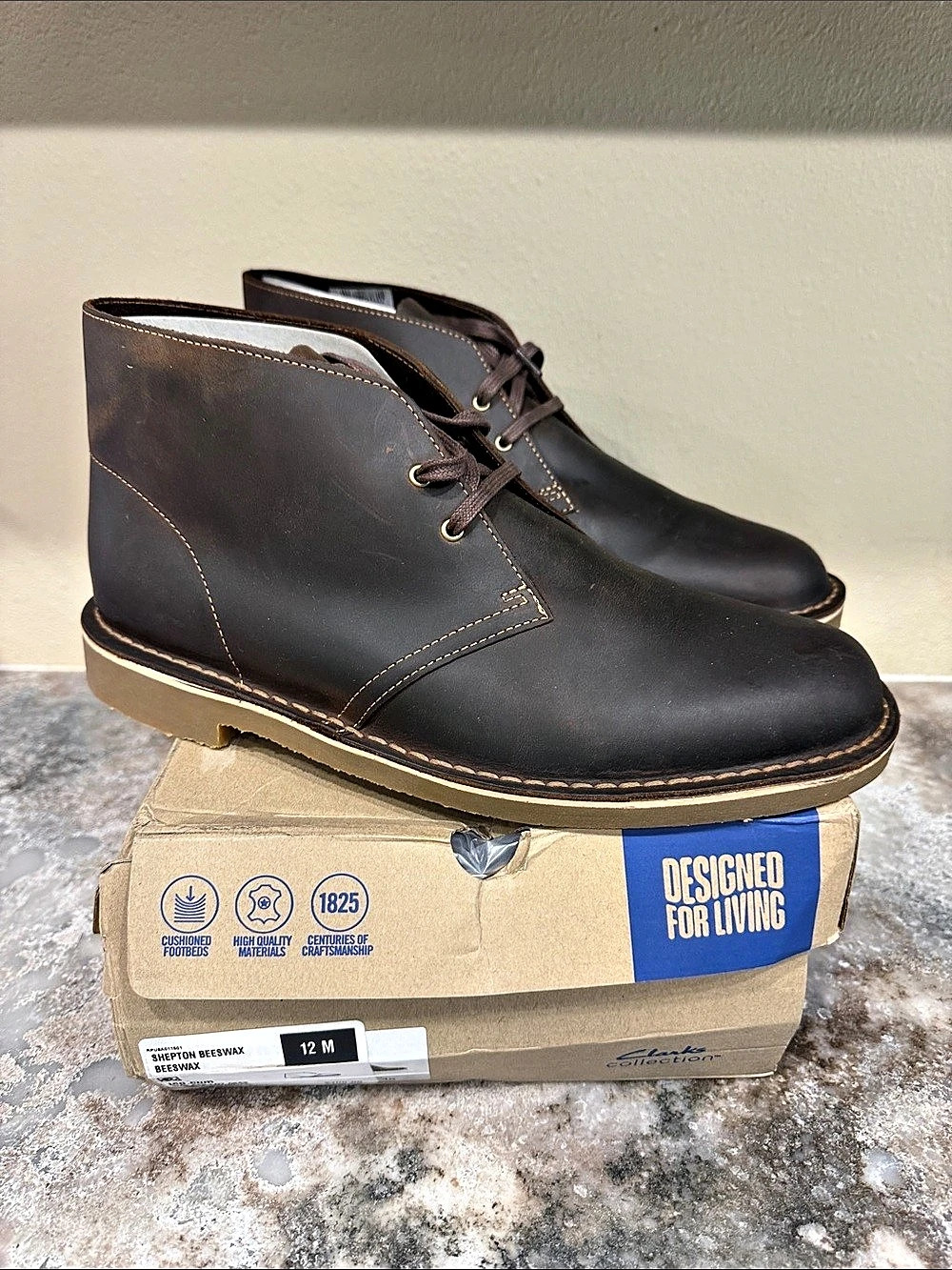 Clarks Shepton Beeswax Chukka Boots Brown US 12 M